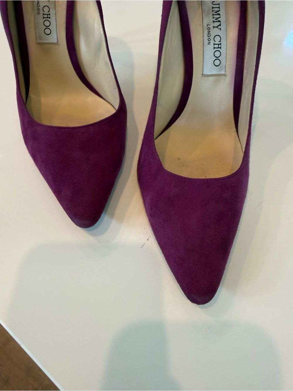 Jimmy Choo Fuchsia Suede Pointed-Toe Pumps - Picture 6 of 8
